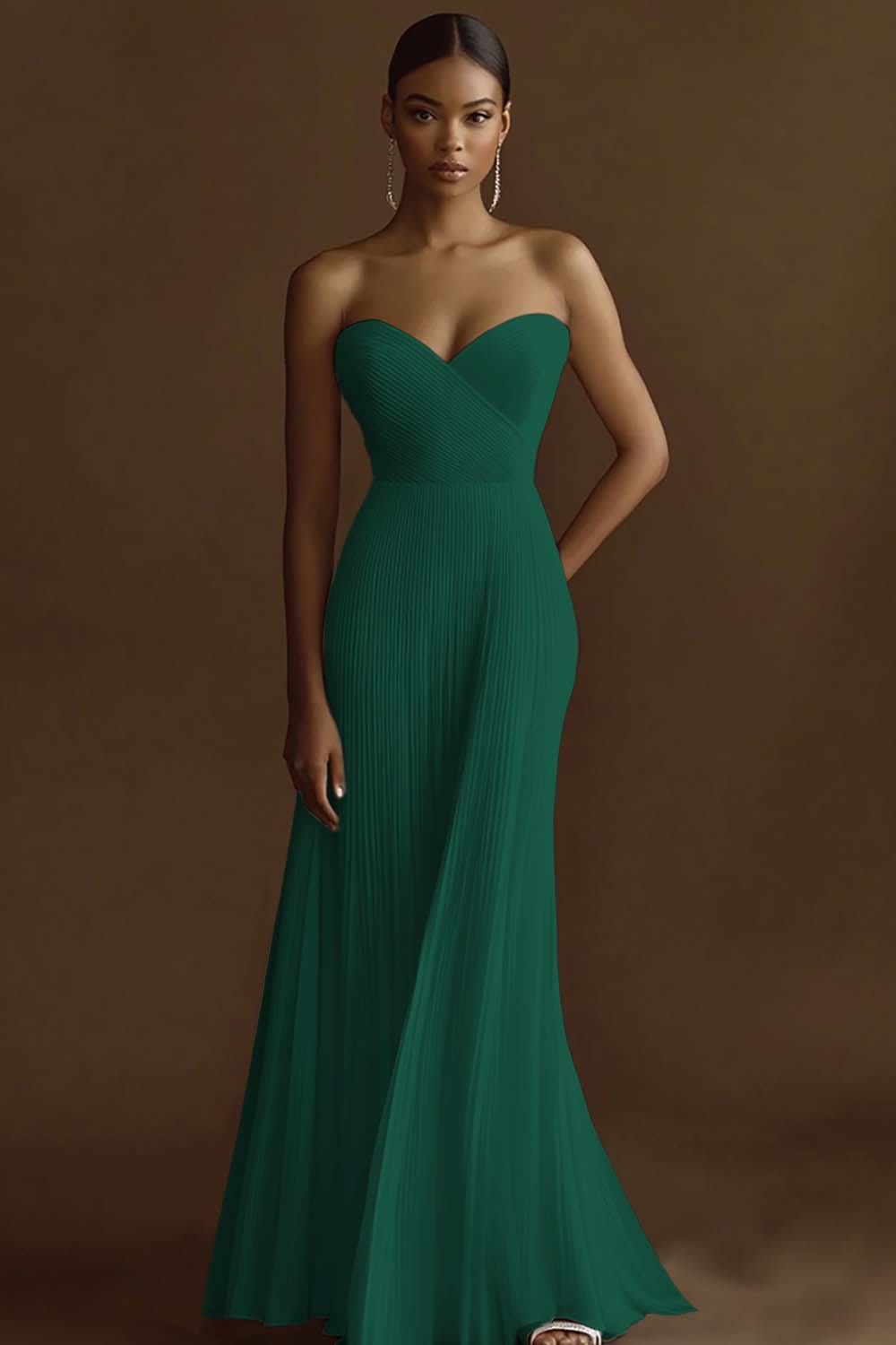 Strapless Ivory Pleated Engagement Dress - Image 6
