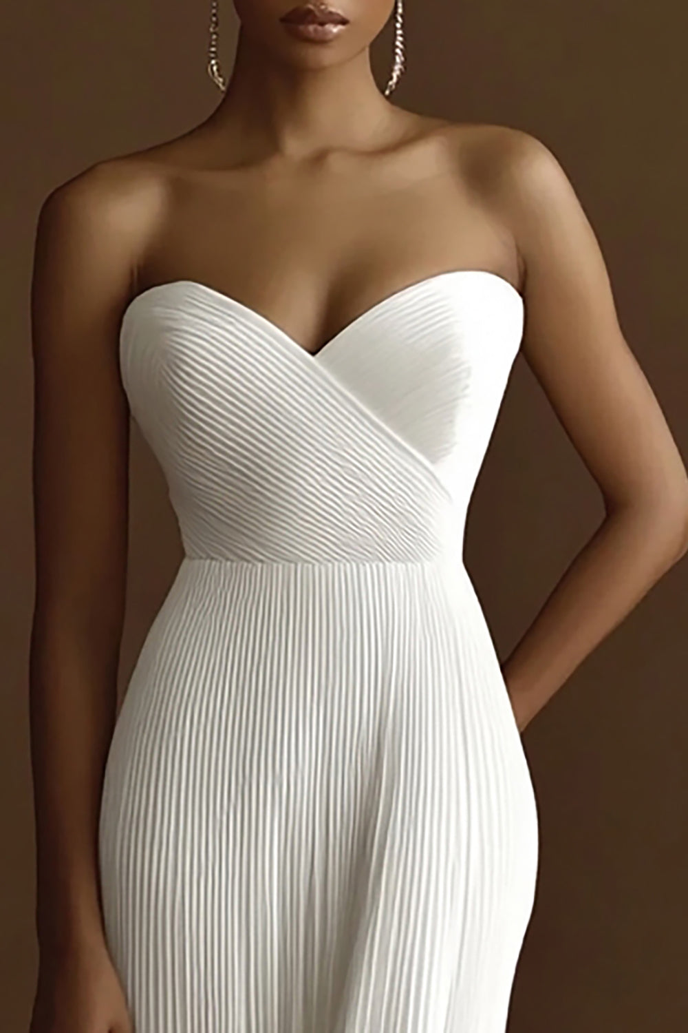 Strapless Ivory Pleated Engagement Dress - Image 2