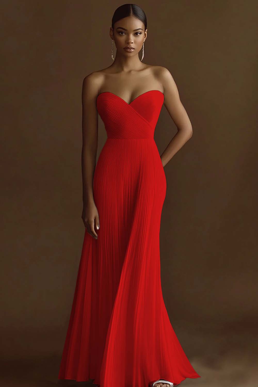 Strapless Ivory Pleated Engagement Dress - Image 8