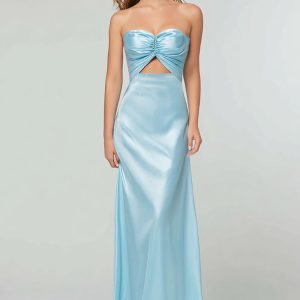 Strapless Keyhole Sheath Sky Blue Formal Dress