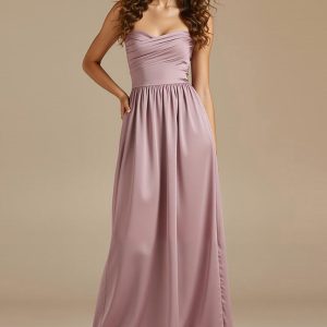 Strapless Dusty Rose A-Line Backless Wedding Guest Dress