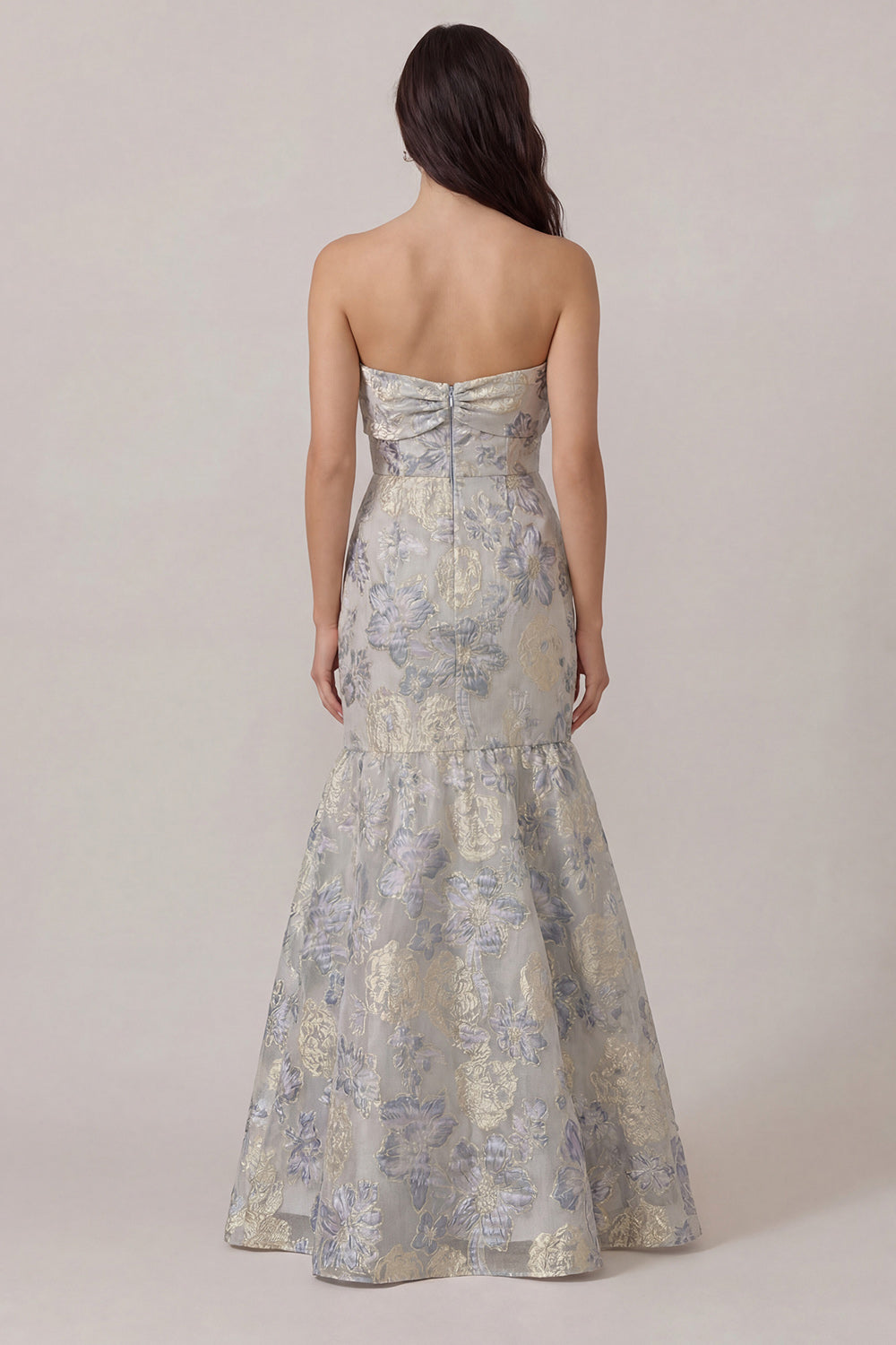 Strapless Bowed Mermaid Dusty Blue Prom Dress - Image 2