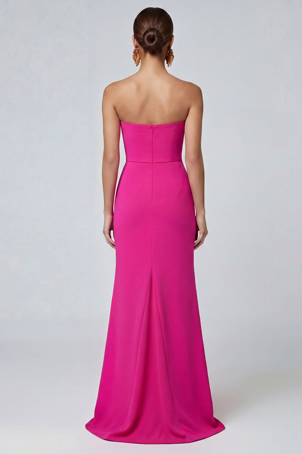 Strapless Fuchsia and Red Mermaid Ruched Formal Dress - Image 2