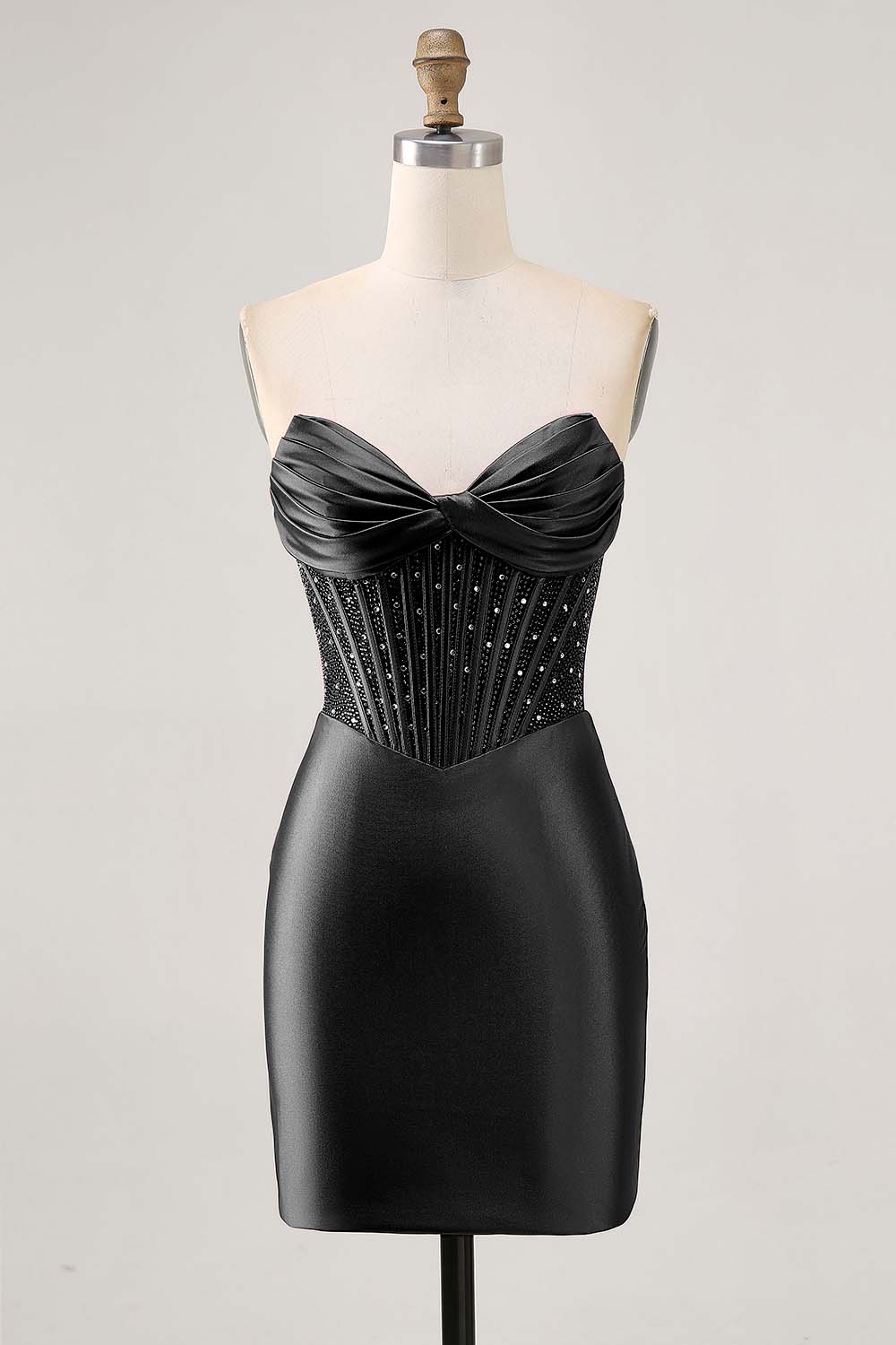 Strapless Fuchsia Corset Homecoming Dress with Beading - Image 9