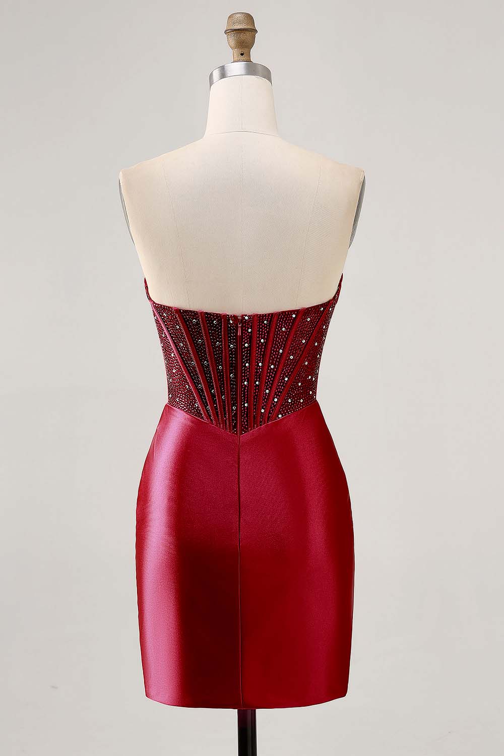 Strapless Fuchsia Corset Homecoming Dress with Beading - Image 12