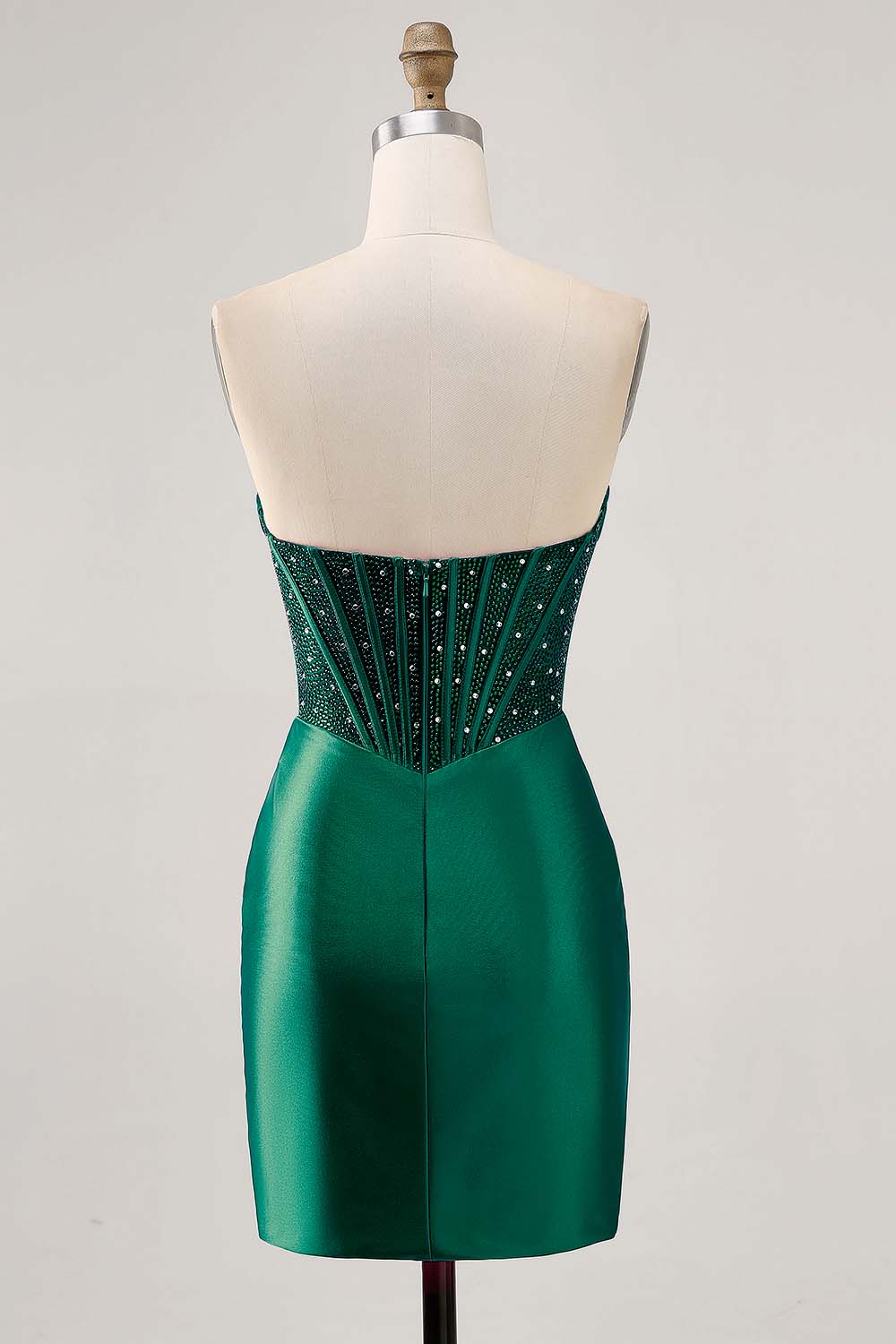Strapless Fuchsia Corset Homecoming Dress with Beading - Image 14