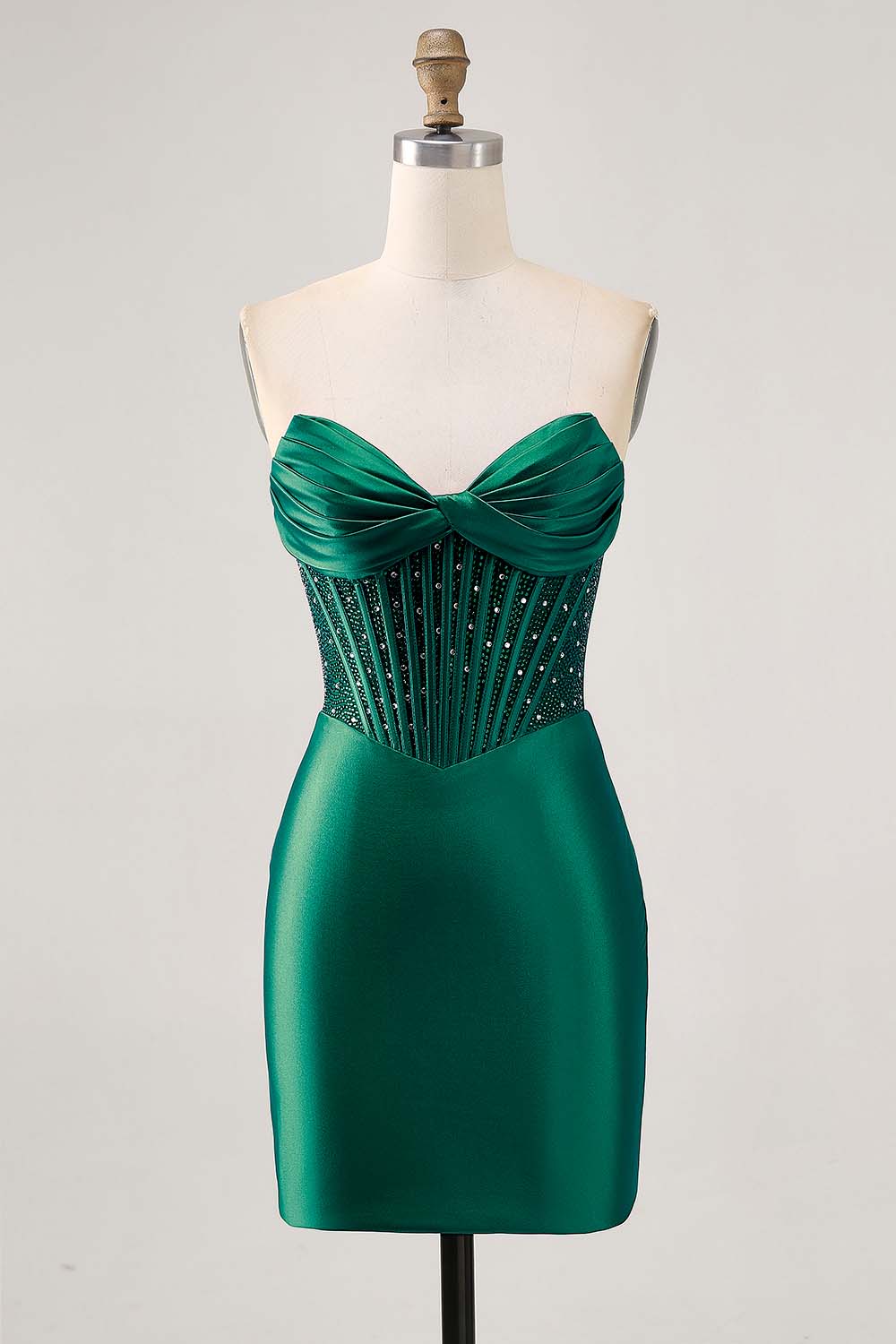 Strapless Fuchsia Corset Homecoming Dress with Beading - Image 13