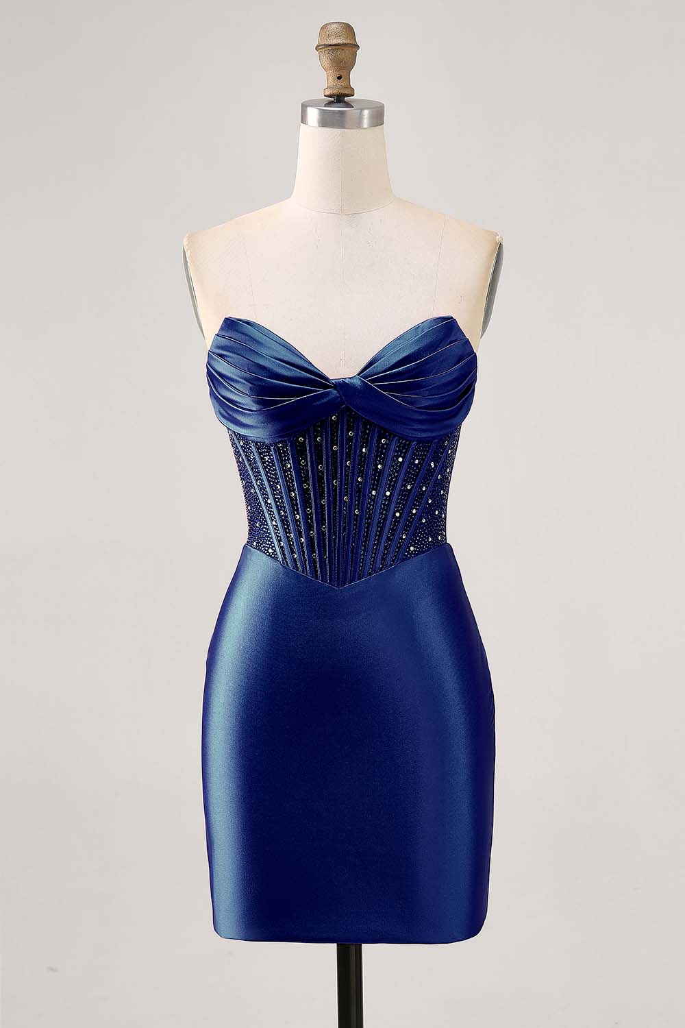 Strapless Fuchsia Corset Homecoming Dress with Beading - Image 15