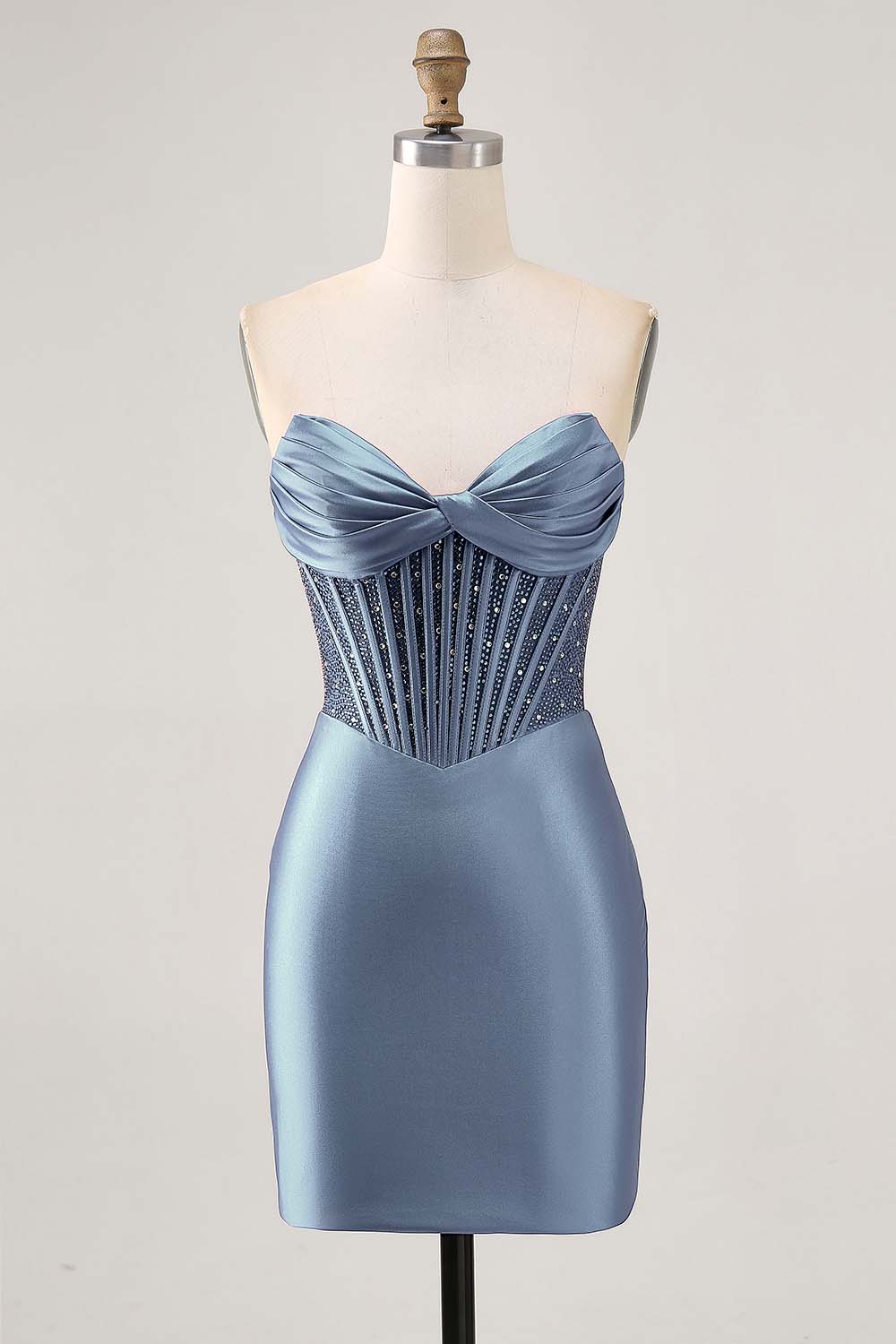 Strapless Fuchsia Corset Homecoming Dress with Beading - Image 17
