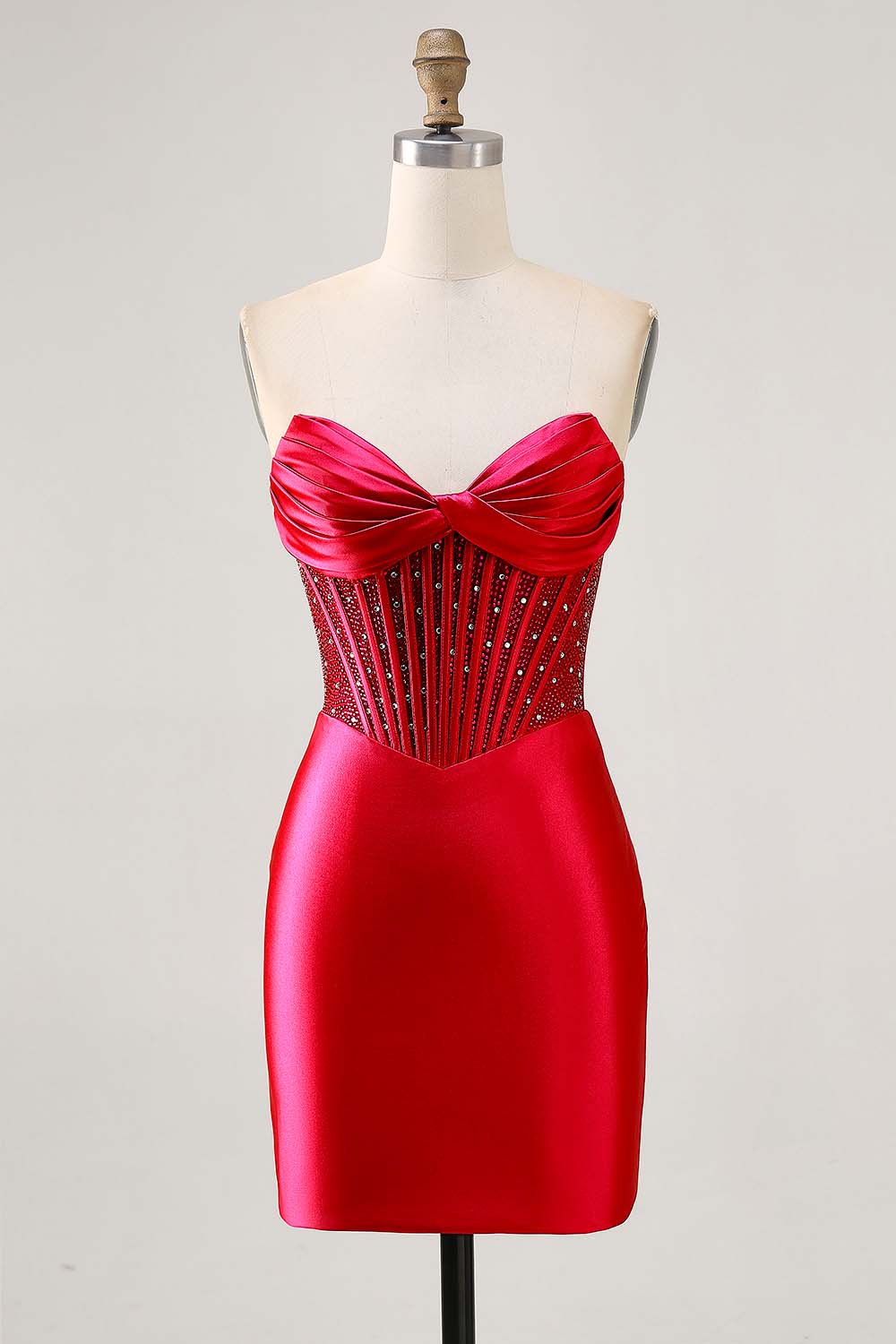 Strapless Fuchsia Corset Homecoming Dress with Beading - Image 19